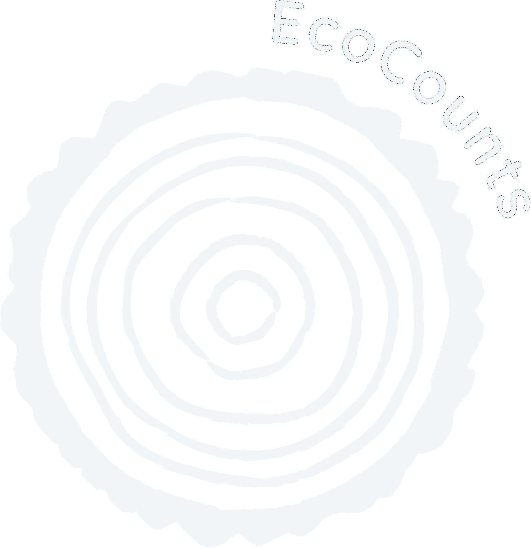 A graphic showing the EcoCounts tree rings logo with text