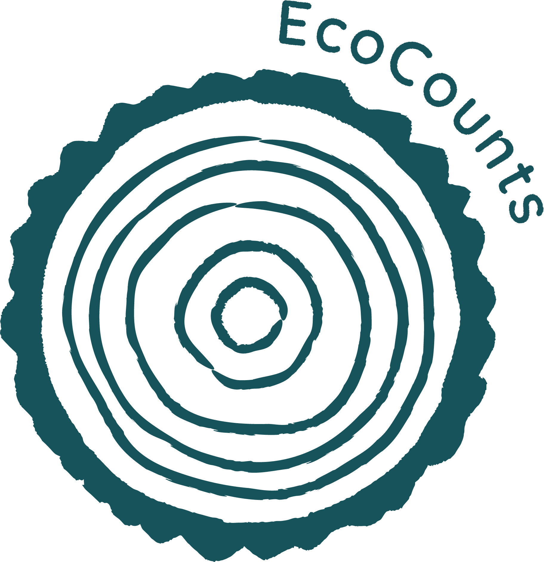 A graphic showing the EcoCounts tree rings logo with text