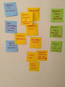 Some workshop post-it notes with suggested ideas