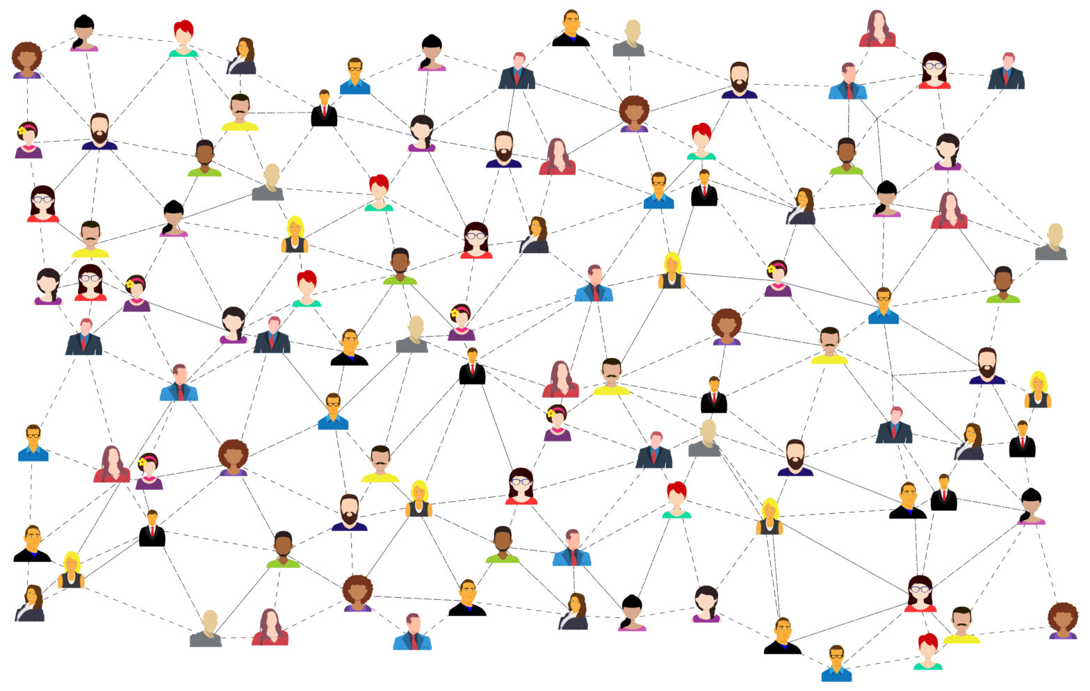 People connected in a big network, image by GDJ on Pixabay
