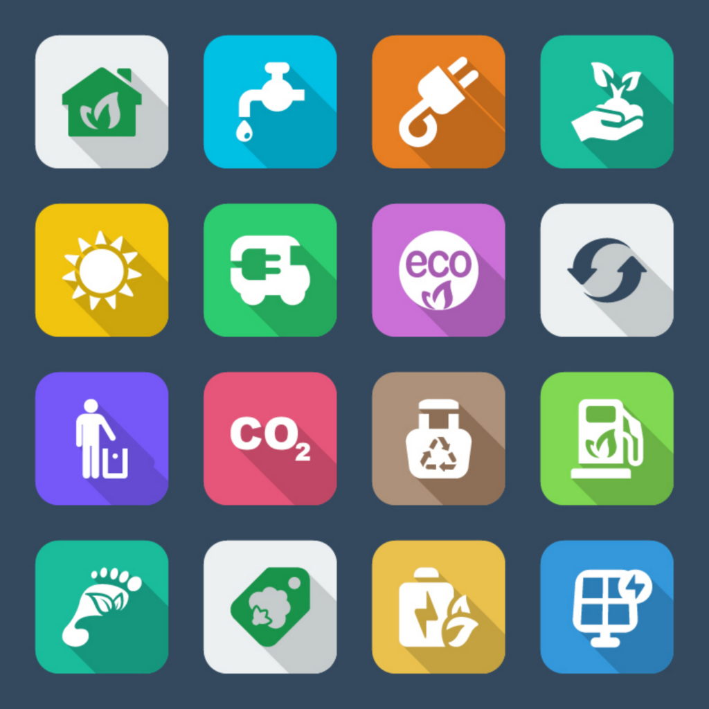 A collection of symbols for visual signposting of sustainability categories - it all impacts the cost of living too - Image from Shutterstock