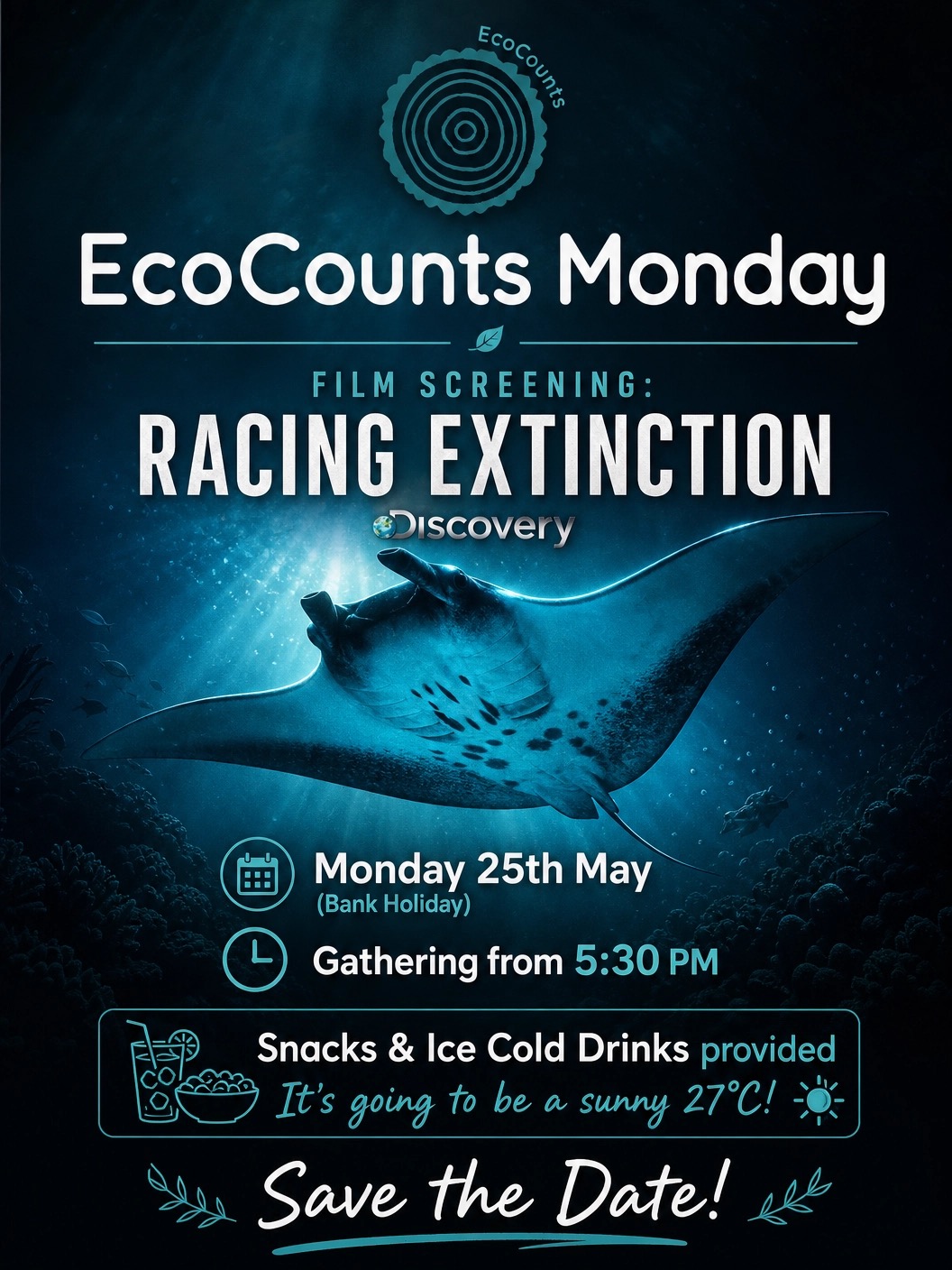 Film night flyer for racing extinction